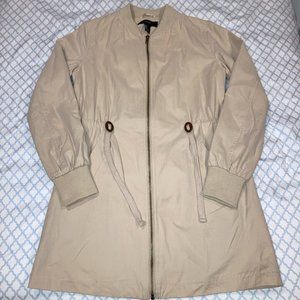 F21 Beige Longline Bomber Jacket